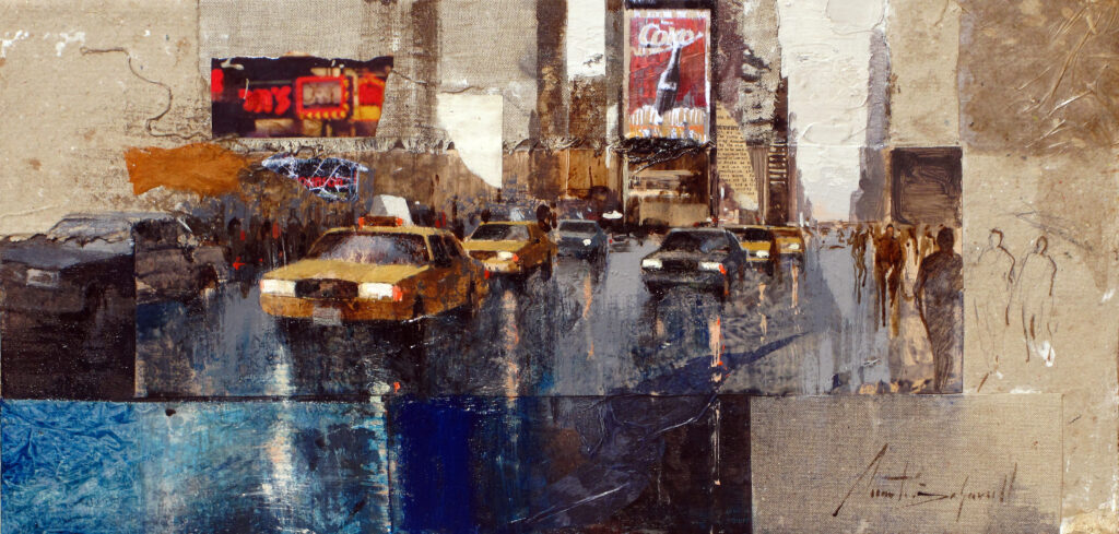 Title: Taxis in Times Square | Reference: 01068 | Size: 33x68 cm